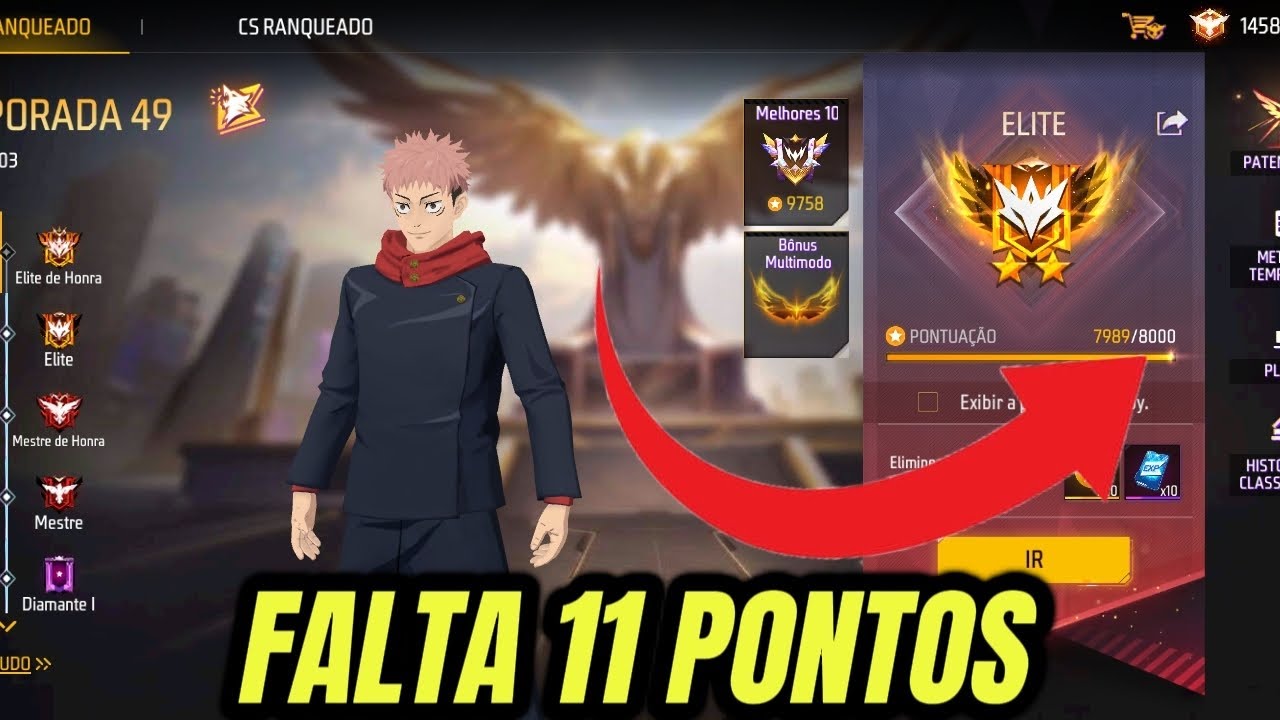PEGUEI ELITE DE HONRA COM A SKIN DO ITADORI NO FREE FIRE