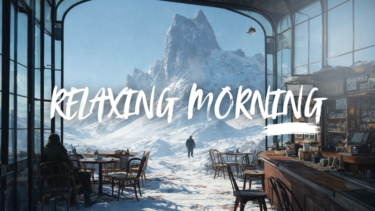 Snowy Mountain Caf&eacute; Ambience ❄️ Cozy Winter Relaxing Music for Focus & Calm