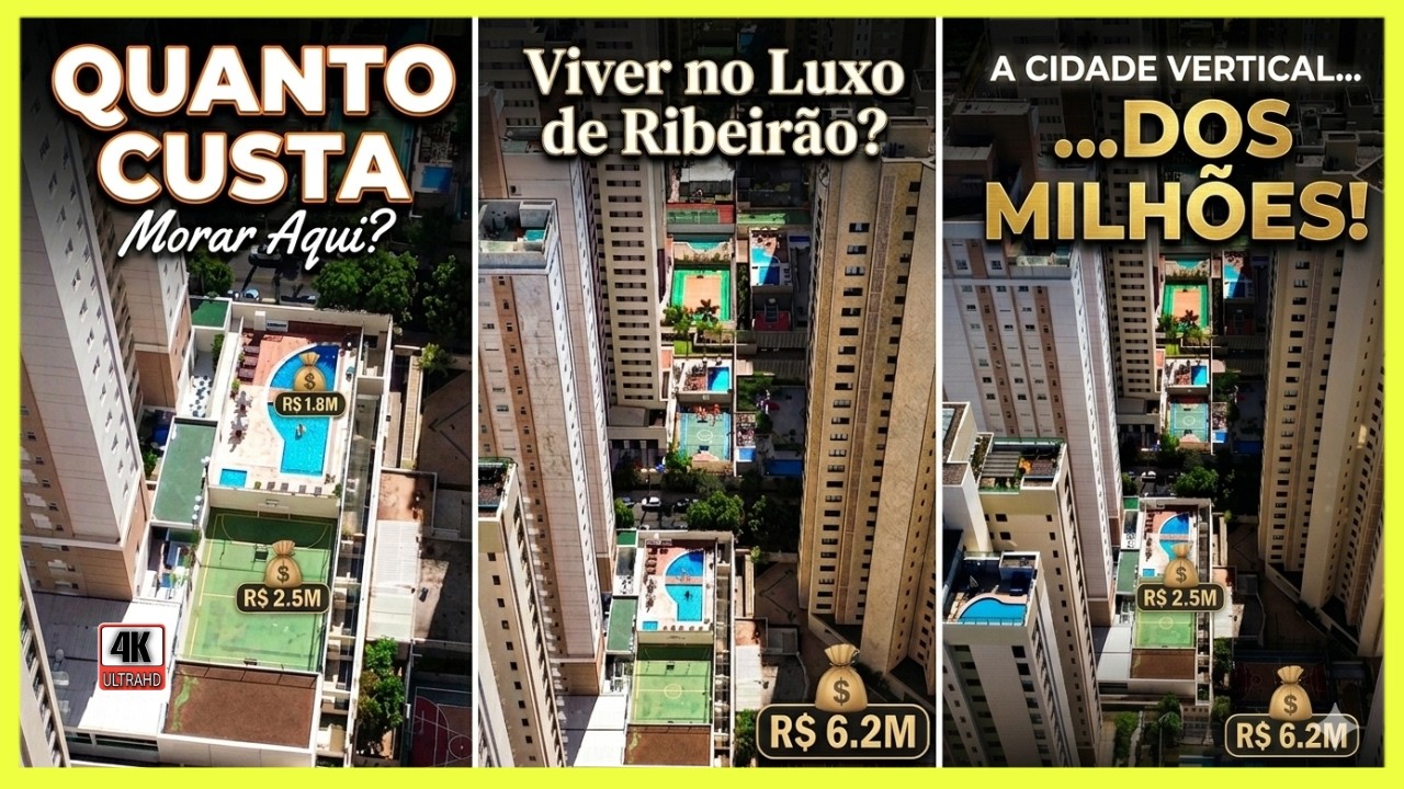 Ribeirao Preto SP - Drone voa em cima dos prédios de luxo da avenida Professor João fiusa (4k)