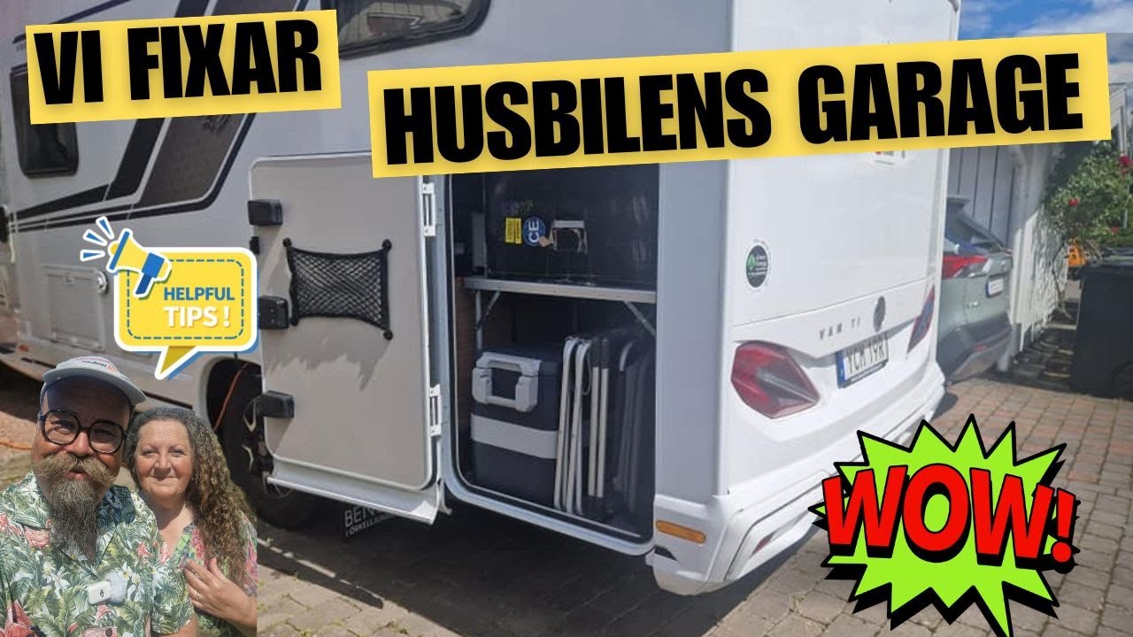 Vi inreder vårt garage i husbilen, fiffig lösning! Inne i husbilen dekoreras det med tavlor osv.