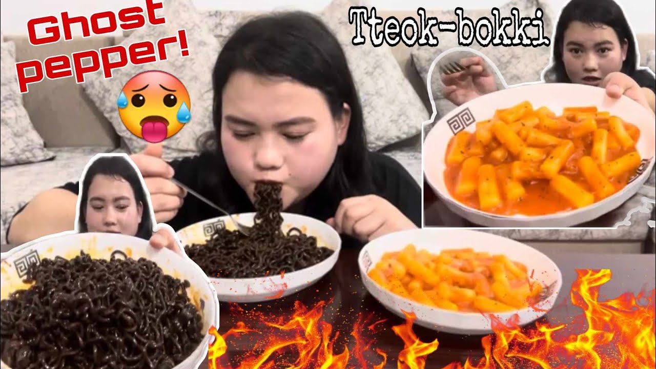 Ghost pepper with Tteokbokki challenge without drinking water