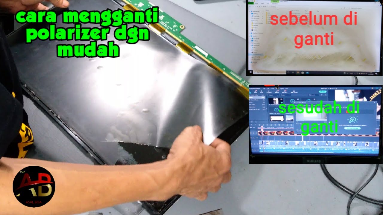 cara mengganti polarizer lcd monitor