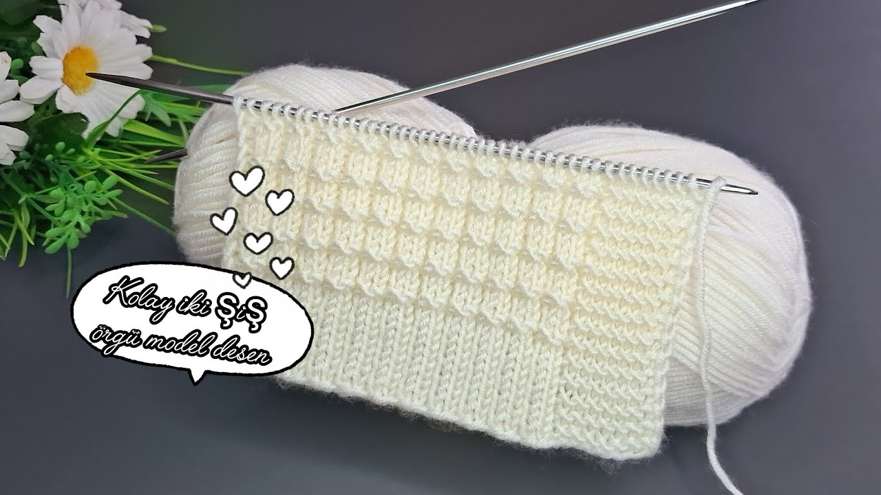 Kolay İki Şiş Örgü Yelek Model Desen 🧶#knitting #crochet #diy #flower #keşfet #handmade