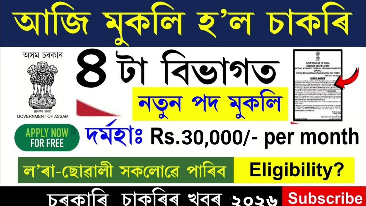 Assam Job New Today // Assam Job 2026 // Job In Assam // Assam Job Information // State Job