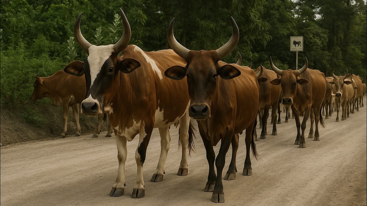 Herding tame cows to the pen in the afternoon, cow activities in the afternoon