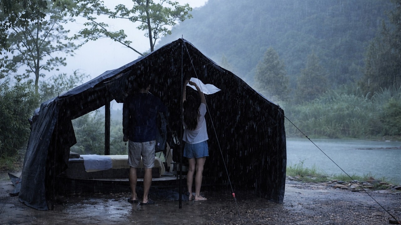 5 Days Couple Rain Camping by the Lake 🌧️ Lake View, Food & Nature Sounds⛺