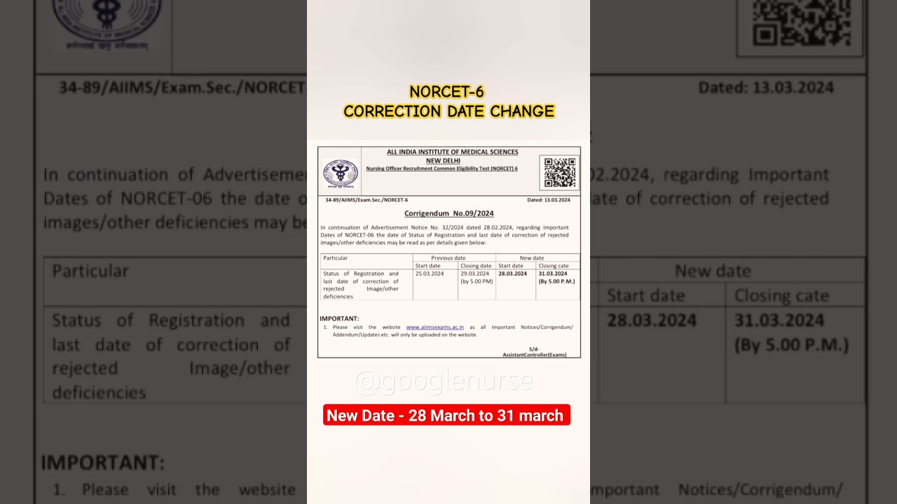 NORCET-6 फॉर्म में correction करें? !! AIIMS NORCET 