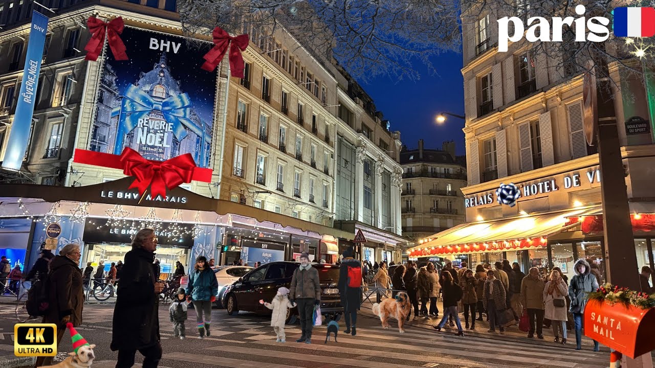 7 December 2025 PARIS 🇫🇷 FRANCE 4K HDR ✨EARLY WINTER SUNSET 🌅 NIGHT SCENES CROWD WALK REAL CIT