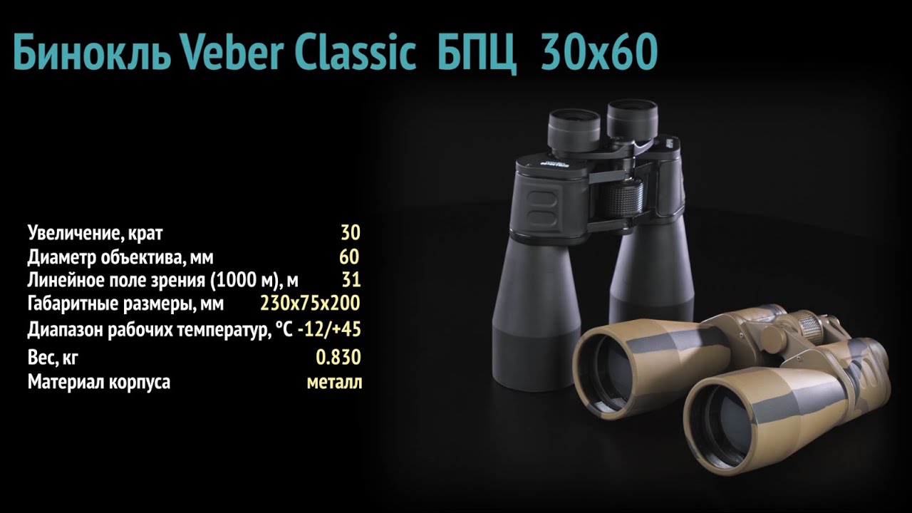 Обзор серии биноклей Veber Classic 30x60