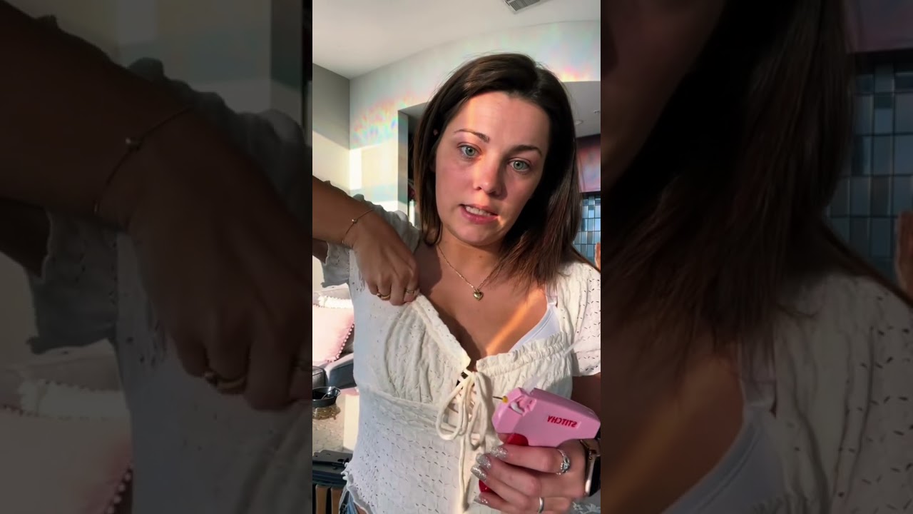 Using the Stitchy to hide my bra strap (linked in my linktree) #lifehack #stitchy