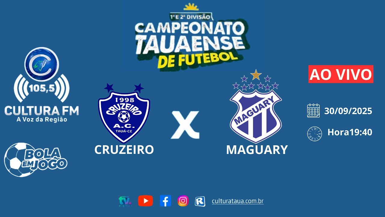 CAMPEONATO TAUAENSE 2025 | CRUZEIRO X MAGUARY  - | TRANSMISSÃO ÃO VIVO - 30/09/2025