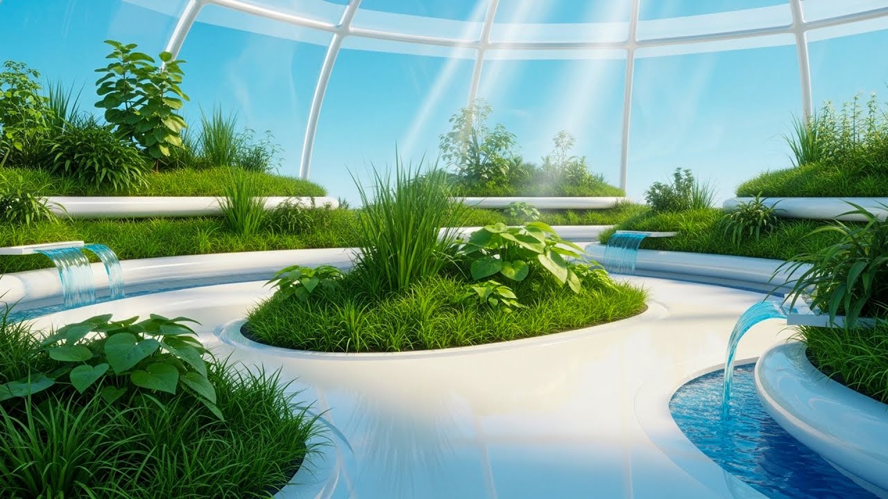 Frutiger Aero Synthetic Forest Dome 4K | Calm Ambient Music | Early 2000s Nostalgia