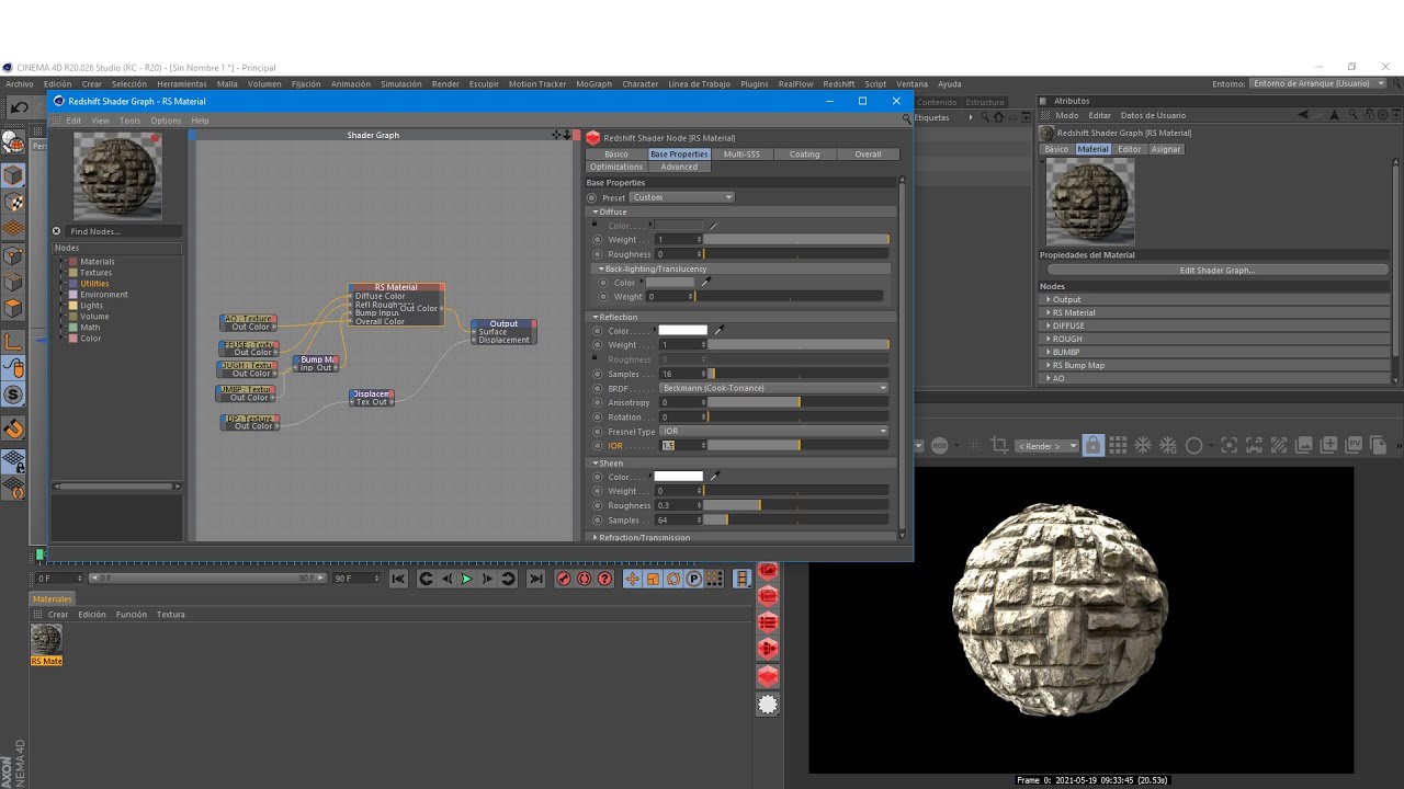 Creacion de material PBR en redshift C4D