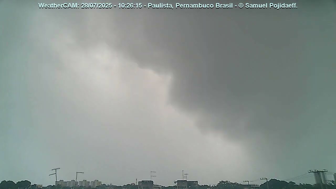 WeatherCAM: Timelapse - Dia com bastante chuva em Paulista-PE-BR - 28/07/2025.