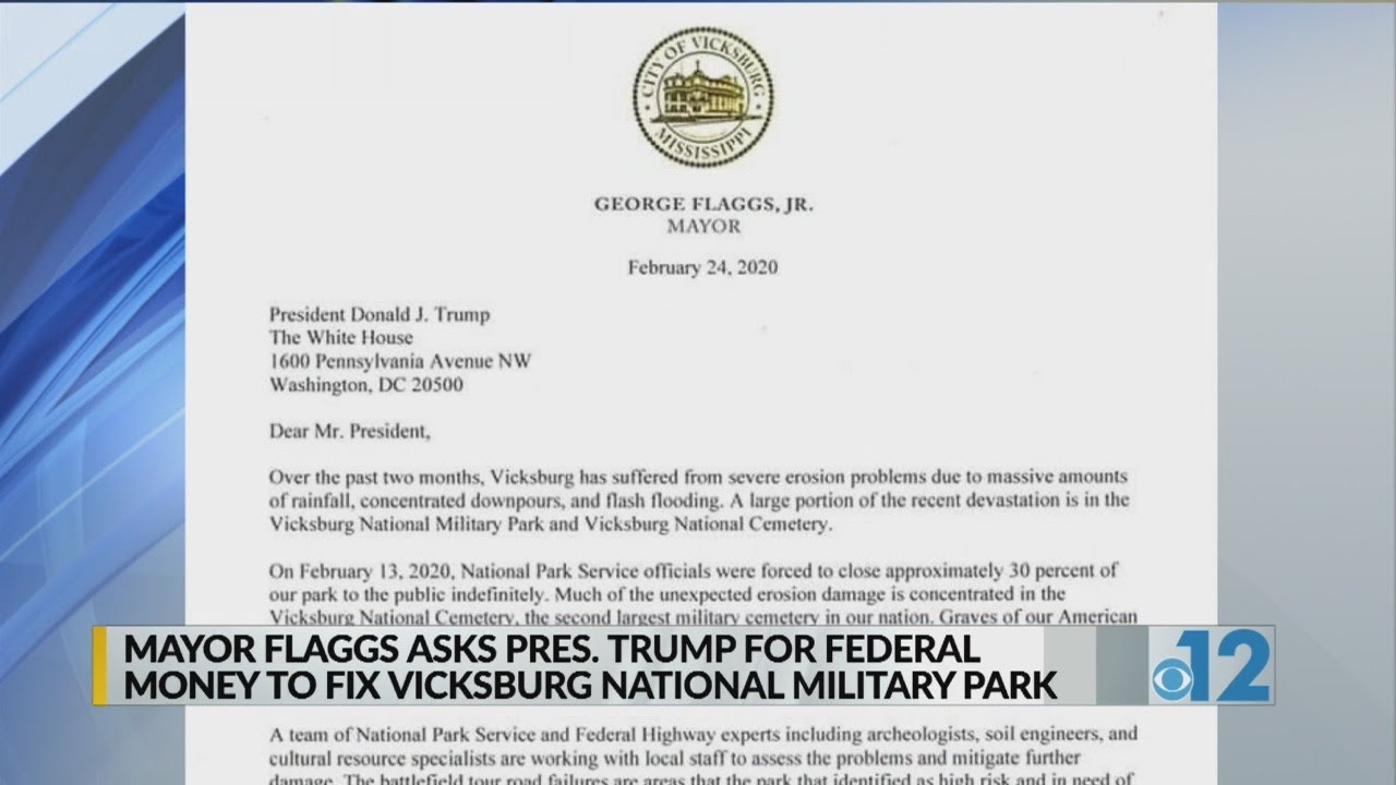 Mayor Flaggs requests aid to repair Vicksburg National Military Park