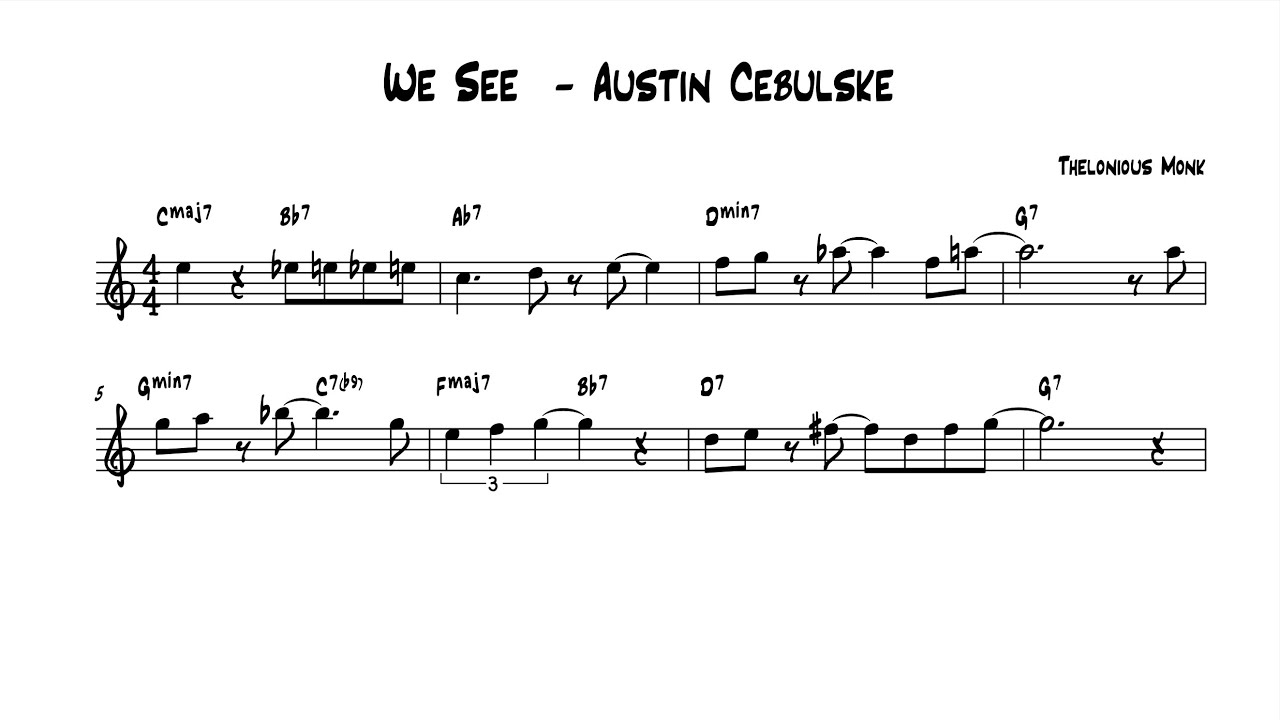 We See - Austin Cebulske (Bb Solo Transcription)