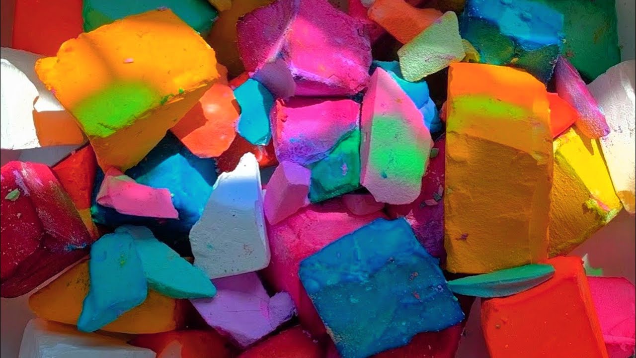 Super Satisfying Dyed Blocks Of Gym Chalk Crushing | Crispy Soft blocks crushes | oddlysatisfying