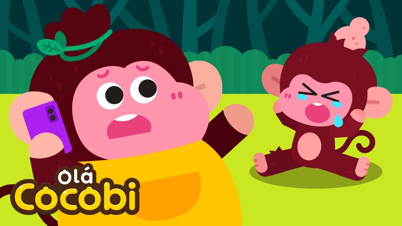 Cinco Macaquinhos Pulando na Cama🐵Músicas Infantis em Inglês | Kids Songs | Olá Cocobi