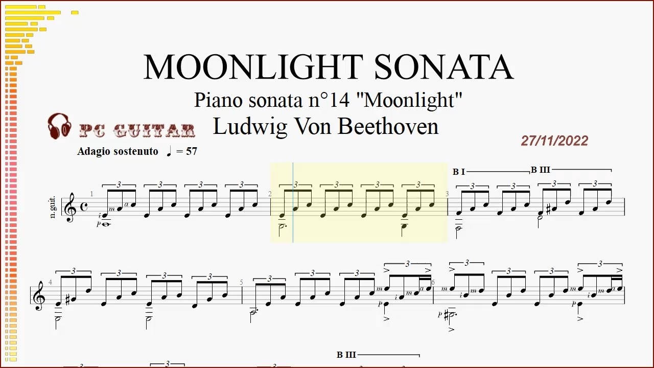 Beethoven, Op.27 Moonlight Sonata - 1 Adagio, guitar