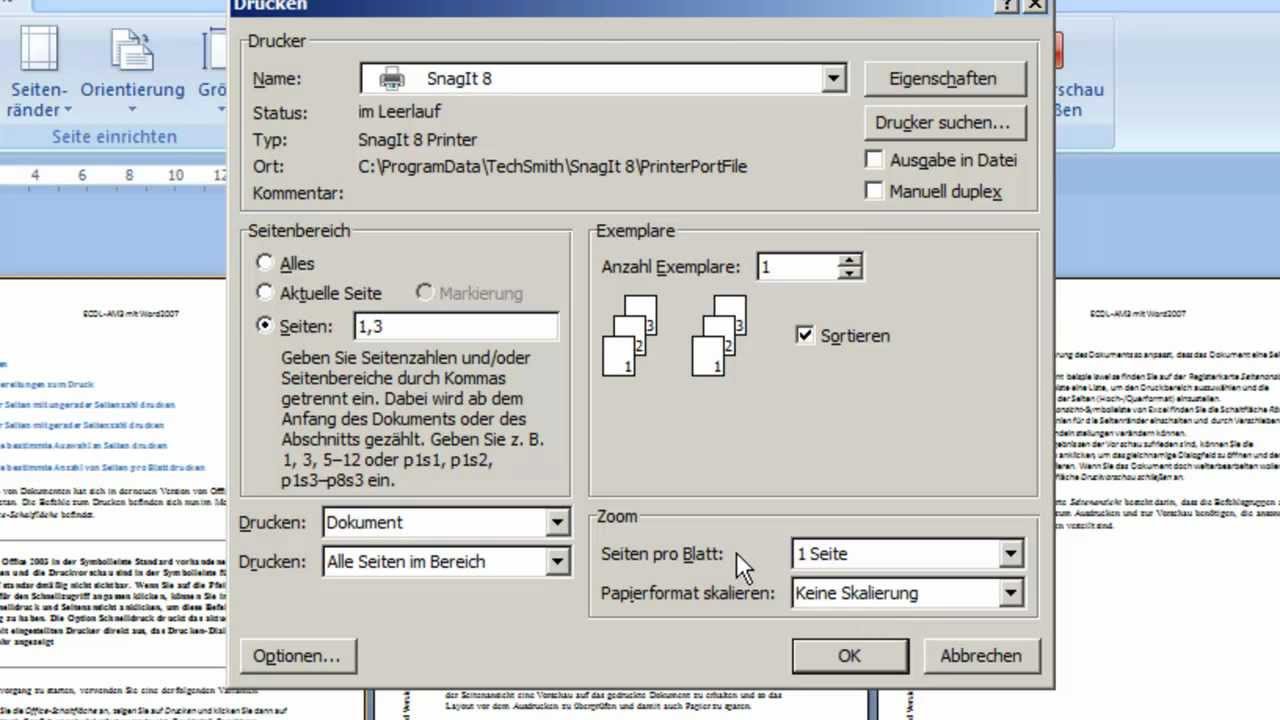 am3610 Druckvorbereitungen bei Word-Dokumenten