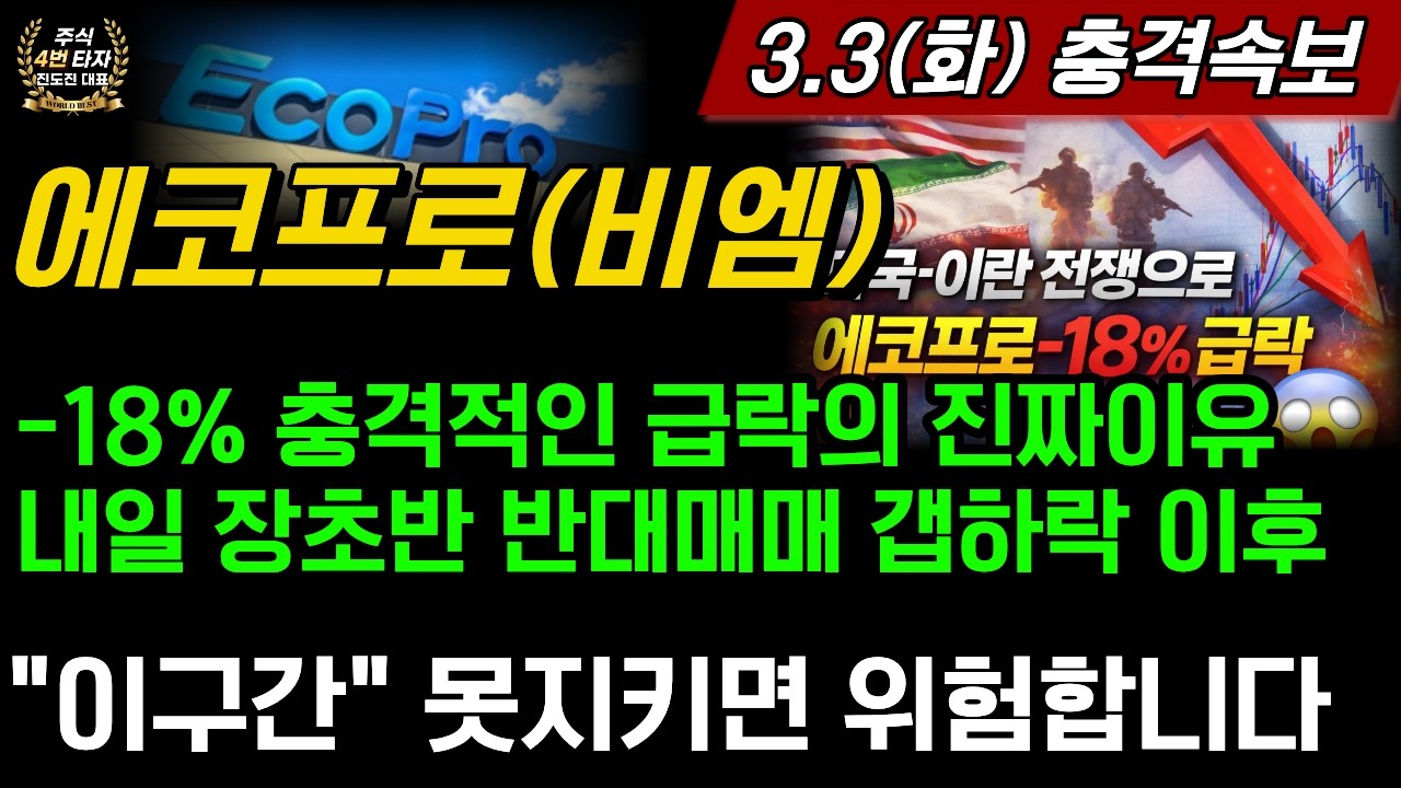 [2차전지] 에코프로,에코프로비엠💥-18% 급락의 충격적인 이유? 내일 장초반 반대매매 갭하락 이후 이구간 못지키면 위험합니다