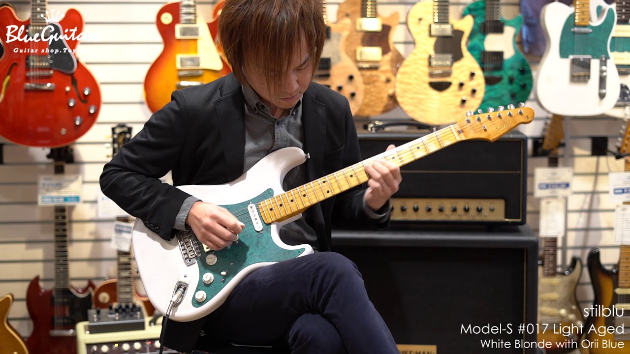 Blue Guitars - stilblu Model-S #017 Light Aged - White Blonde with Orii Blue