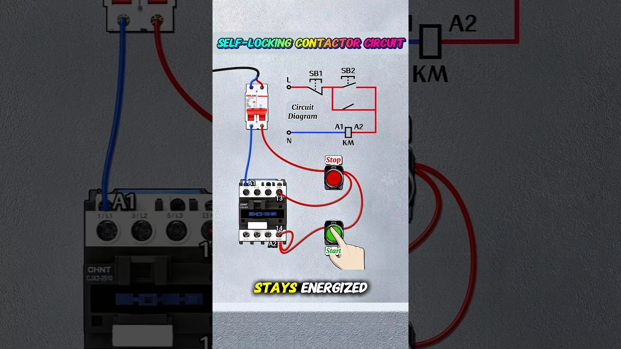 Learn the Self-Locking Contactor Circuit in 60 Seconds⚡️ #selflocking #electricalcircuit