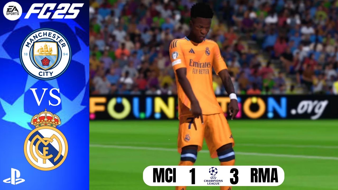 Manchester City vs Real Madrid - Champions League | FC25 Game Play [PS4 Slim] Vini Jr,Mbappé,Haaland