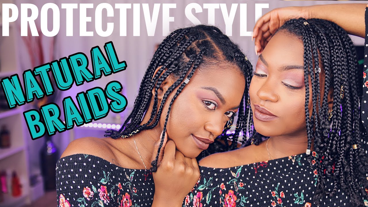Braids on Natural Blown Out Hair | Protective Styling