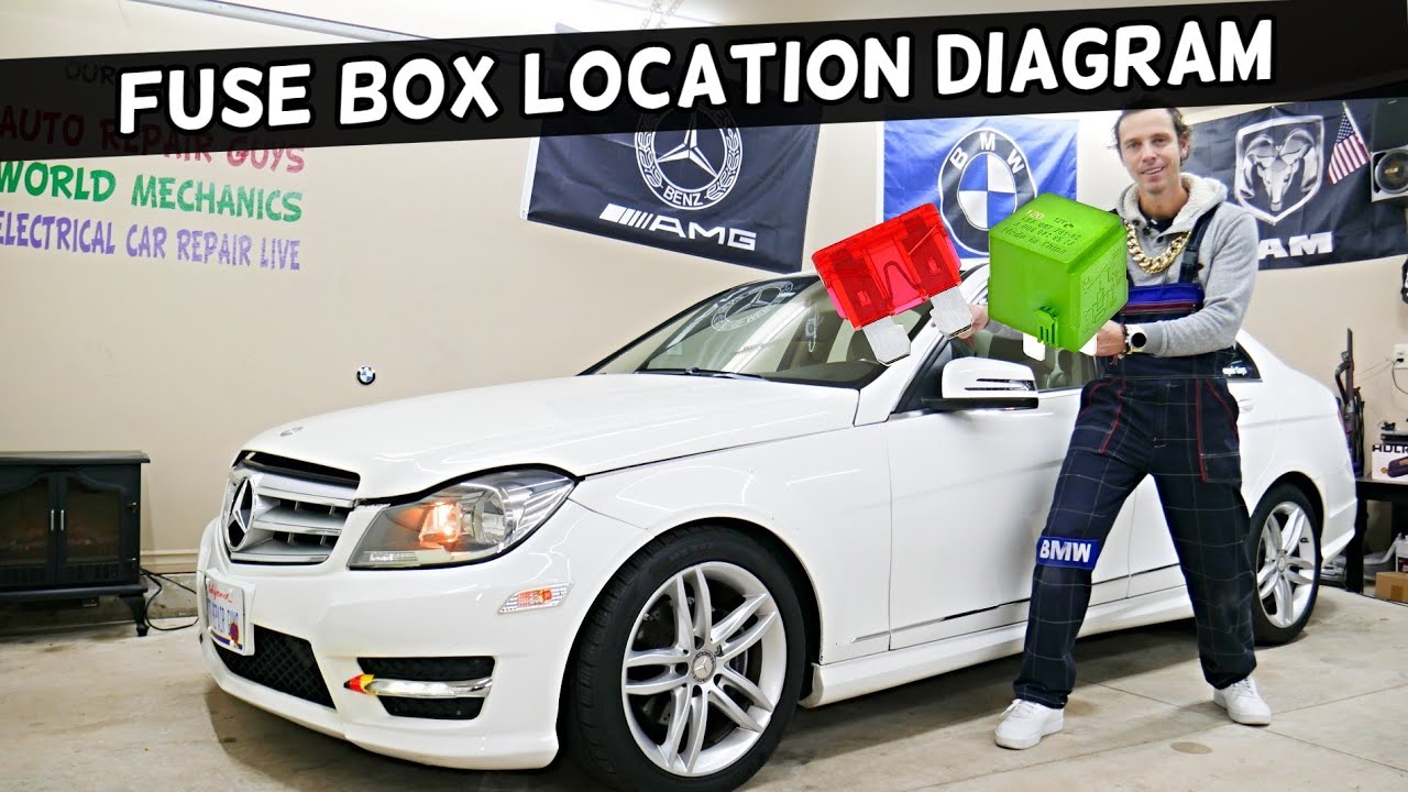 Fuse Box Location Diagram MERCEDES W204 C Class C250 C300 C180 C200 C220 C280 C320 C350 CDI