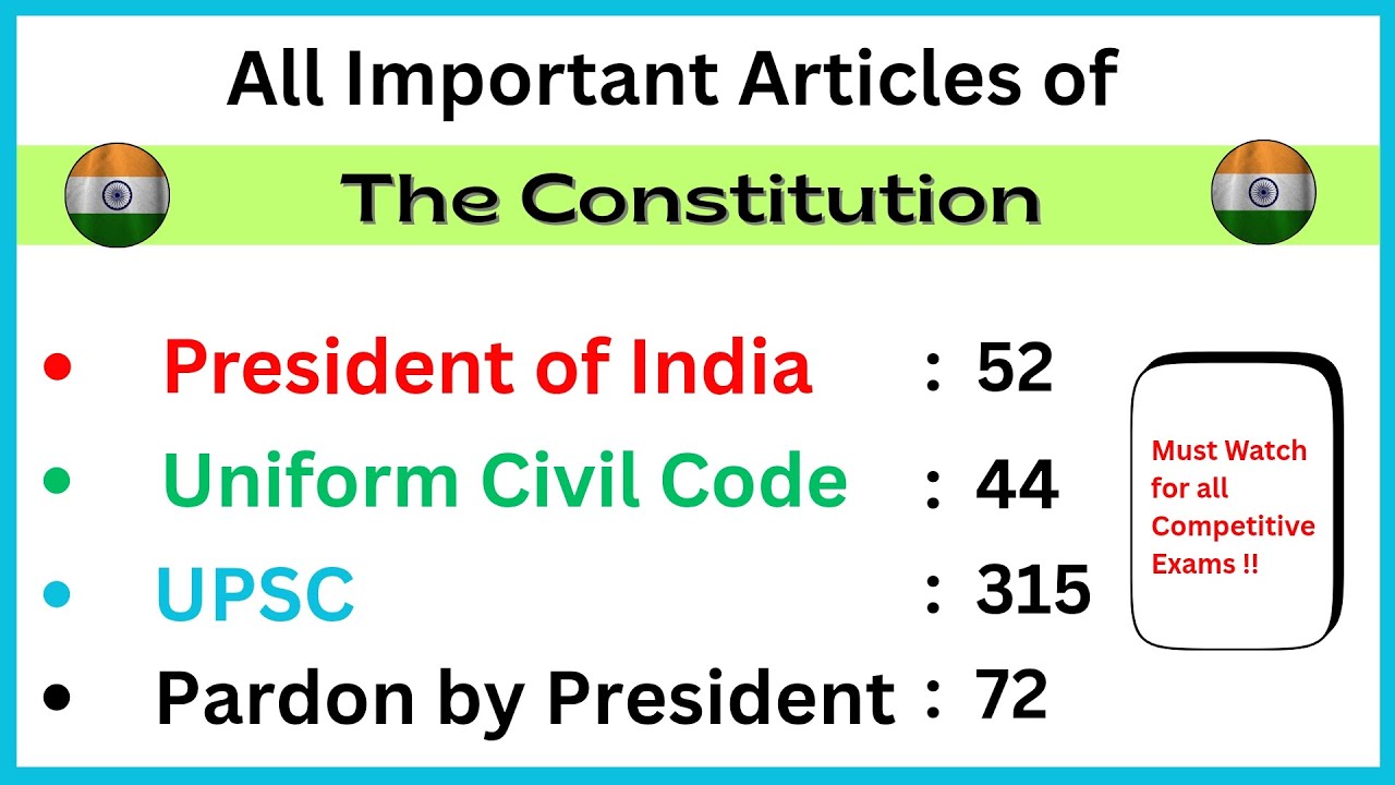 Important Articles(अनुच्छेद)of the Constitution in One Video NTPC, SSC | Indian Polity