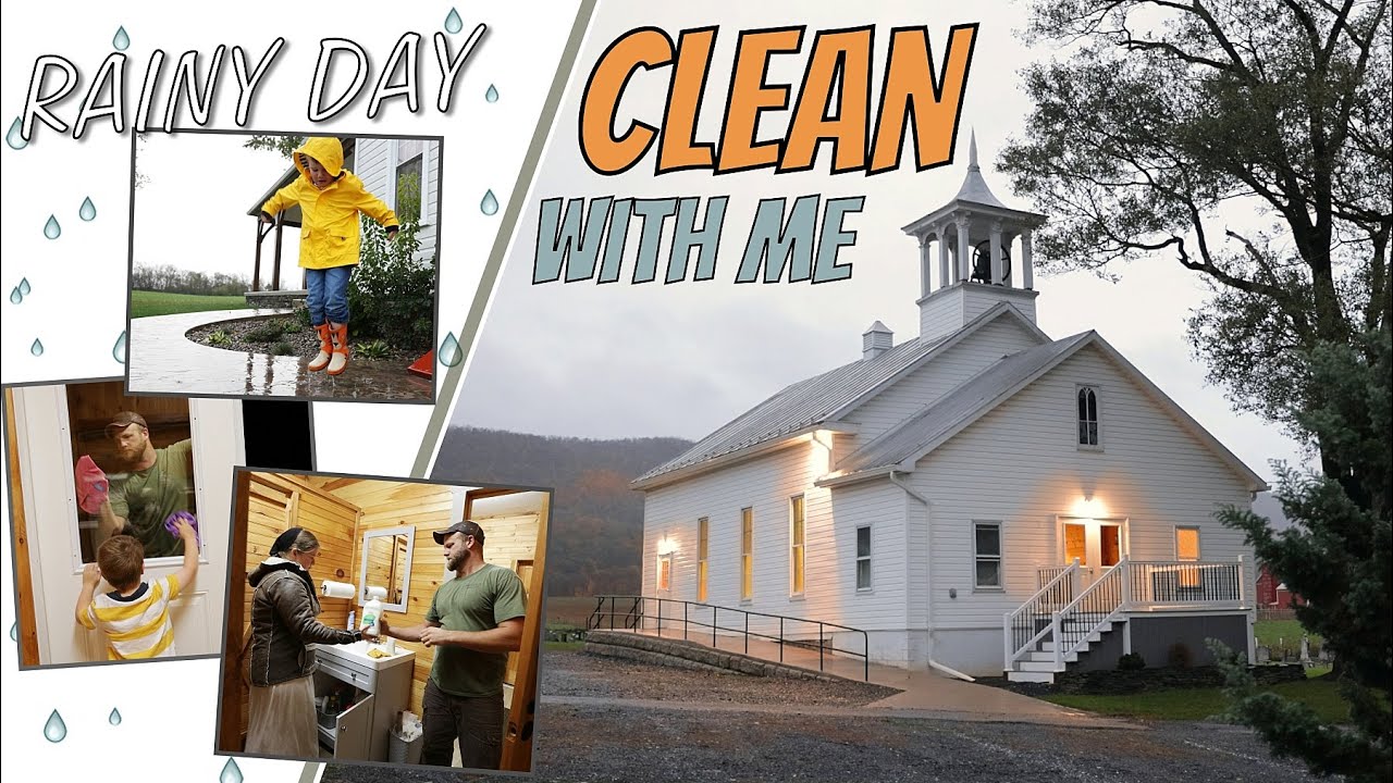 rainy evening 💧💧💧 CLEAN WITH ME (our little country church)