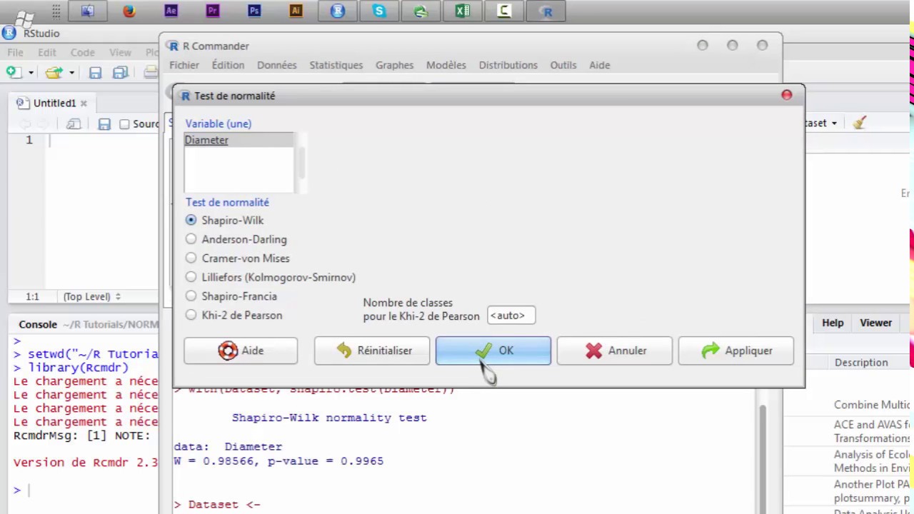 Comment faire le test de normalité dans R avec Rcmdr