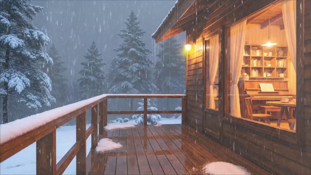 Midnight Winter Jazz Café ❄️🌧️ | Cozy Piano Ambience for Relax & Sleep