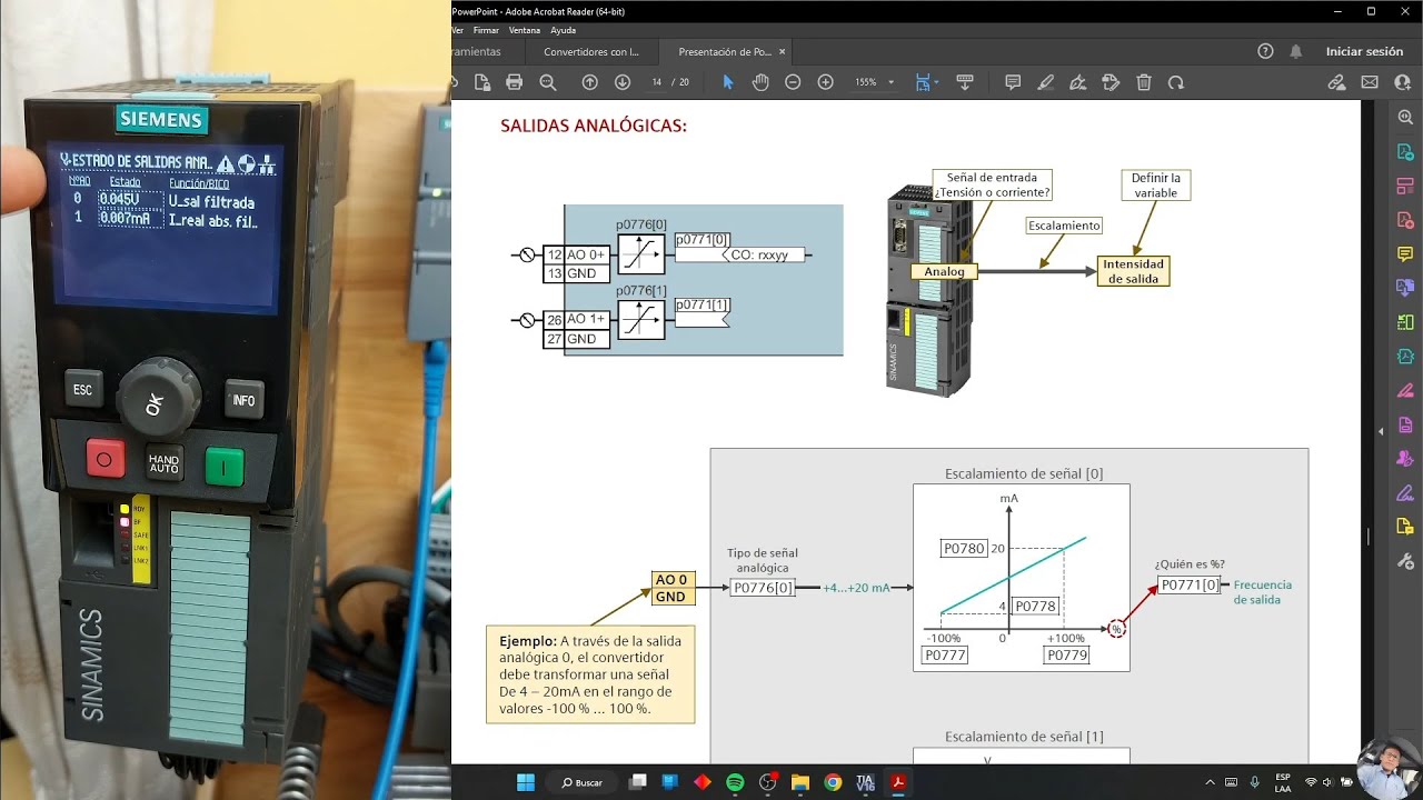 Sinamics G120 Siemens - Señales analogicas OUT (CLASE - PATREON)