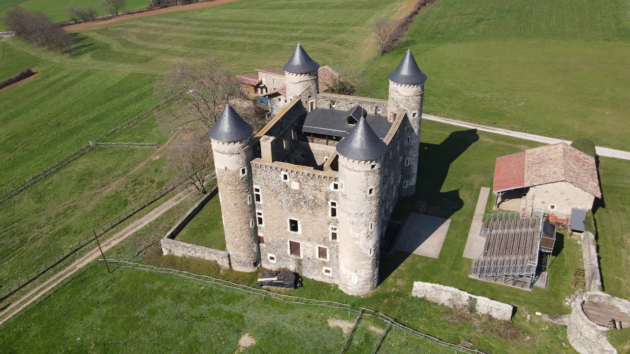 Chateau De Bon Repos (Isere) 4K Drone flight Magnificent medieval castle in the Rhone Alpes