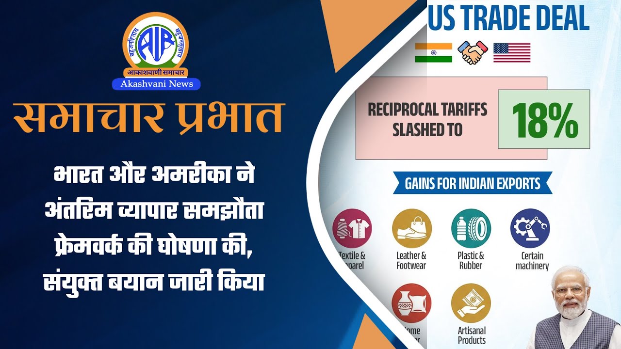 भारत और अमरीका ने अंतरिम व्यापार समझौता फ्रेमवर्क की घोषणा की, संयुक्‍त बयान जारी किया | 07 February
