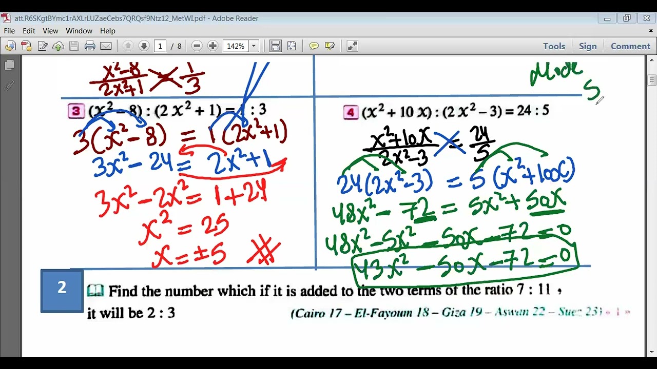 proportional problems part1 prep3 الخلاصة
