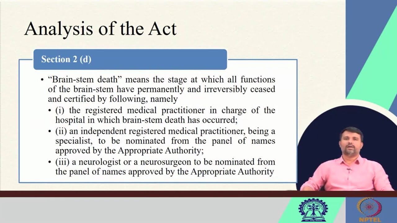 Lecture 37 : Law governing organ transplantation #CH26SP #swayamprabha