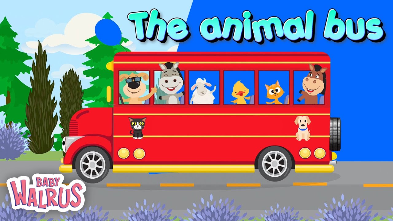 🐾 The Animals On The Bus Song | Animated Sing Along Nursery Rhymes & Kids Songs