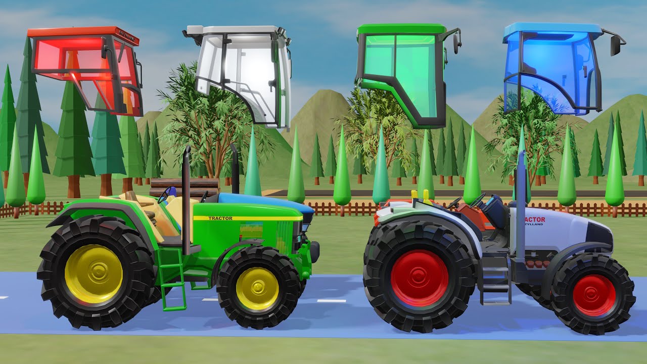 Match the Right Cabs to the Tractors and paint tanks for painting tractors in Colorful Fairy Tales