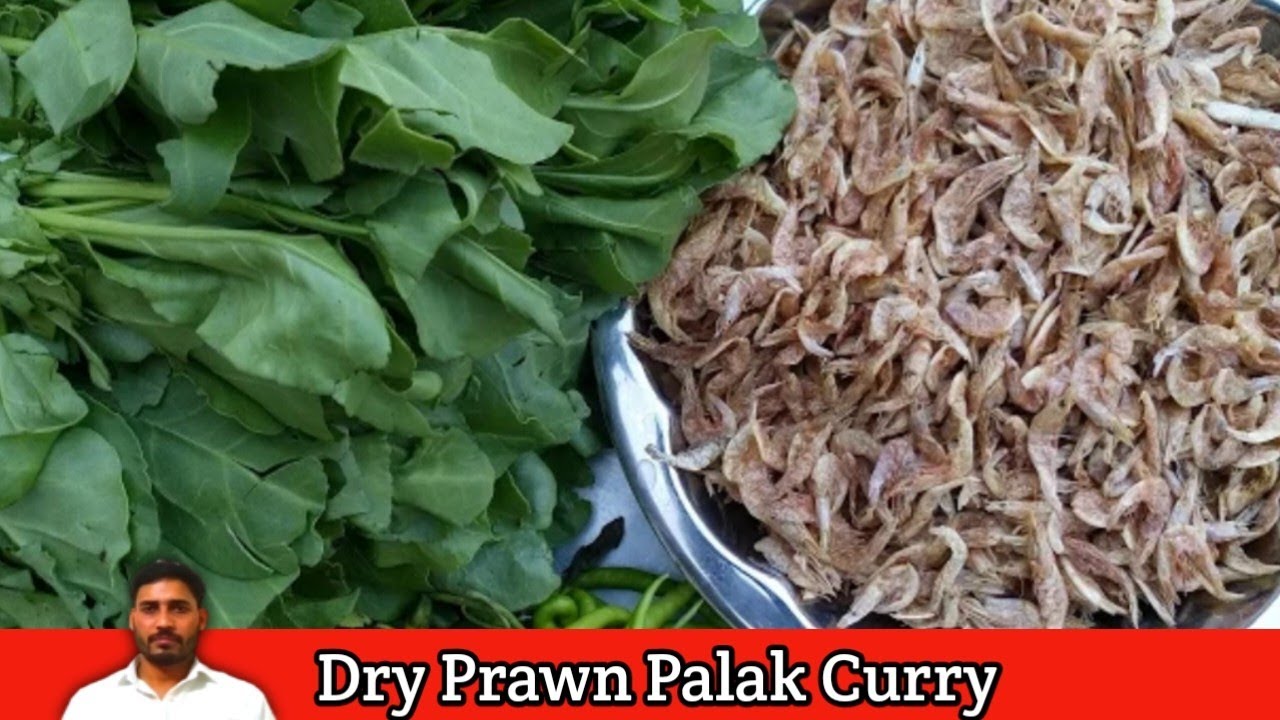 Dry Prawn Palak Curry | सुखा घीझा पालक का सब्ज़ी Tasty Village Food  😋🦐🦐