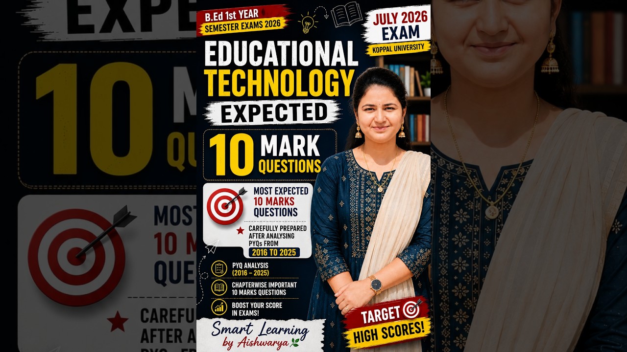 Educational Technology Expected Questions 2026🔥|10 Marks | PYQ Analysis 2016&ndash;2025 |B.Ed 1st Sem Exam