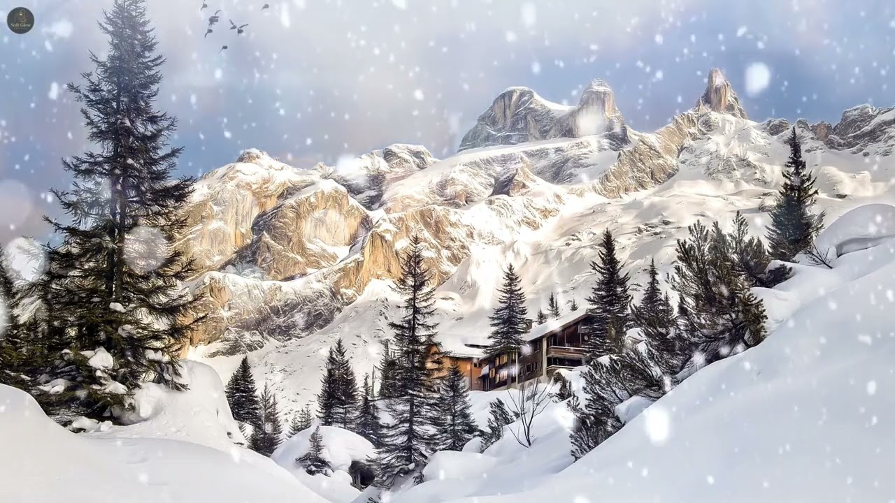 Peaceful Winter Mountains Ambience 🏔️ Emotional Music & Snowfall Sounds for Deep Sleep, Focus
