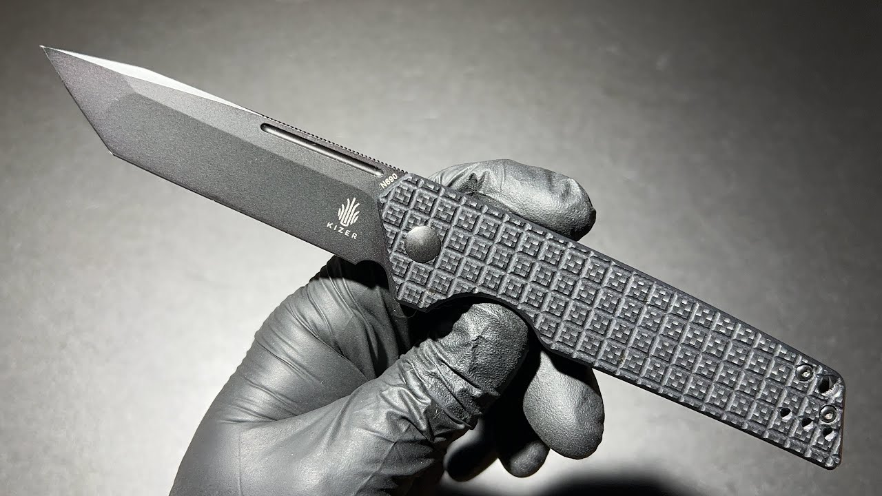 KIZER VANGUARD LAN ยืม ดำ N690 Tanto Flipper