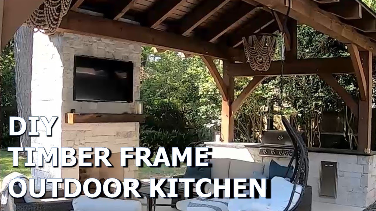 Timber Frame Outdoor Kitchen DIY Build Part 3 (Fireplace & Grill Station)
