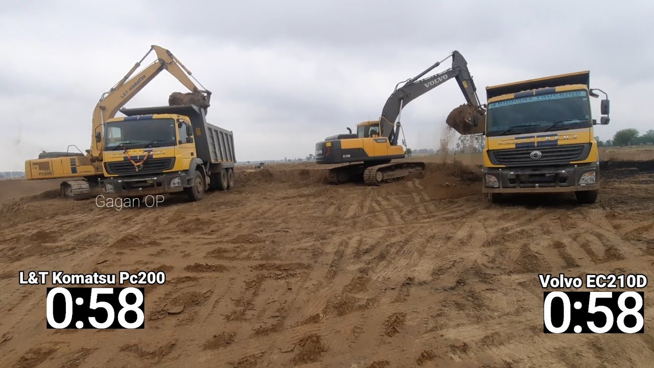 Volvo EC210D vs L&T Komatsu Pc200 Tipper Loading Speed Time Comparison