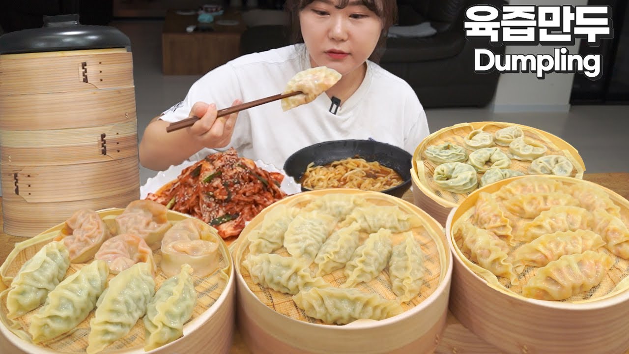 Праздник корейских пельменей😋7 видов пельменей🥟с лапшой и кимчи🍜Мукбанг Харим Мисик