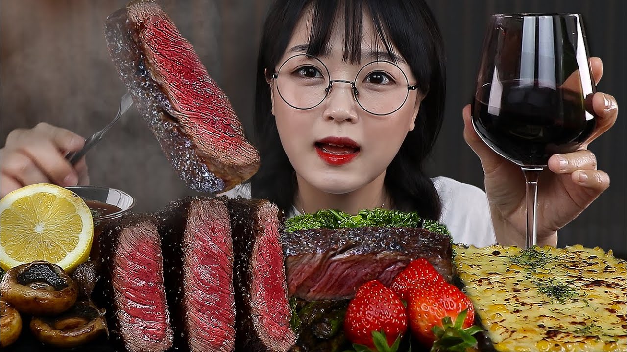 АСМР ЕДА Стейк из говядины и Вино🥩🍷 | MUKBANG | EATING SHOW