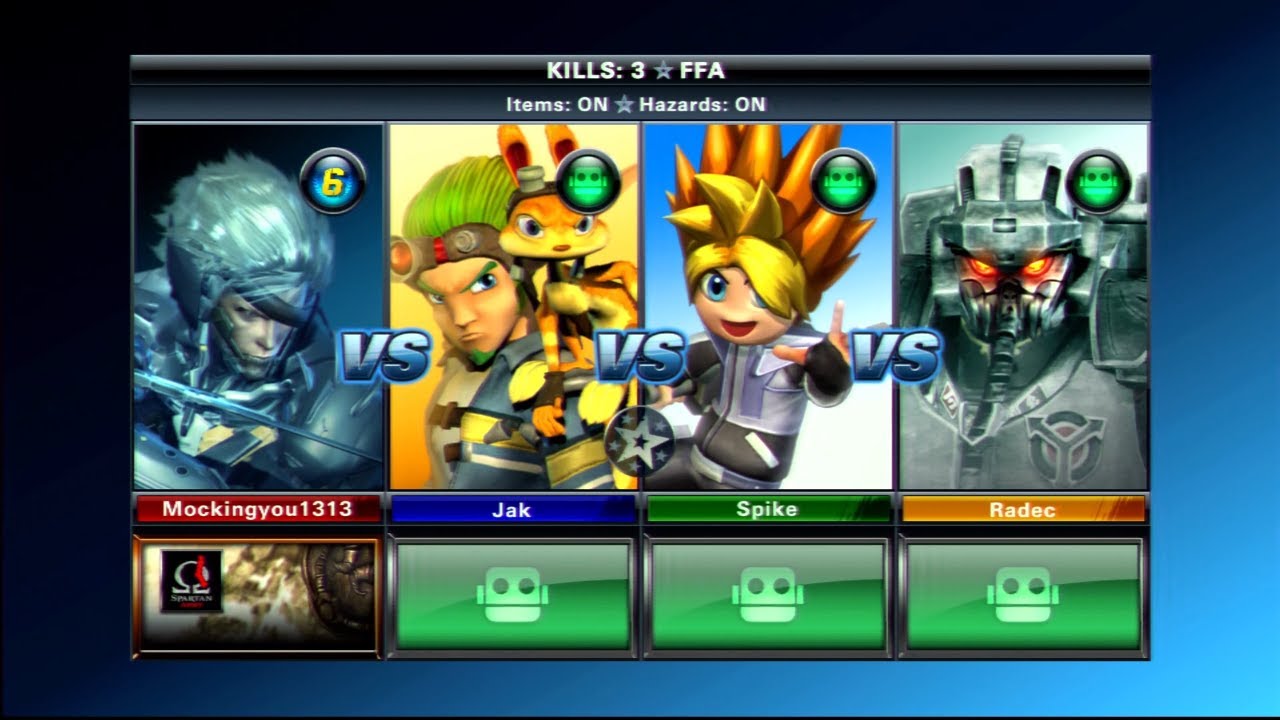 Playstation  All-Stars Battle Royale  Raiden vs Jak vs Spike vs Radec   .